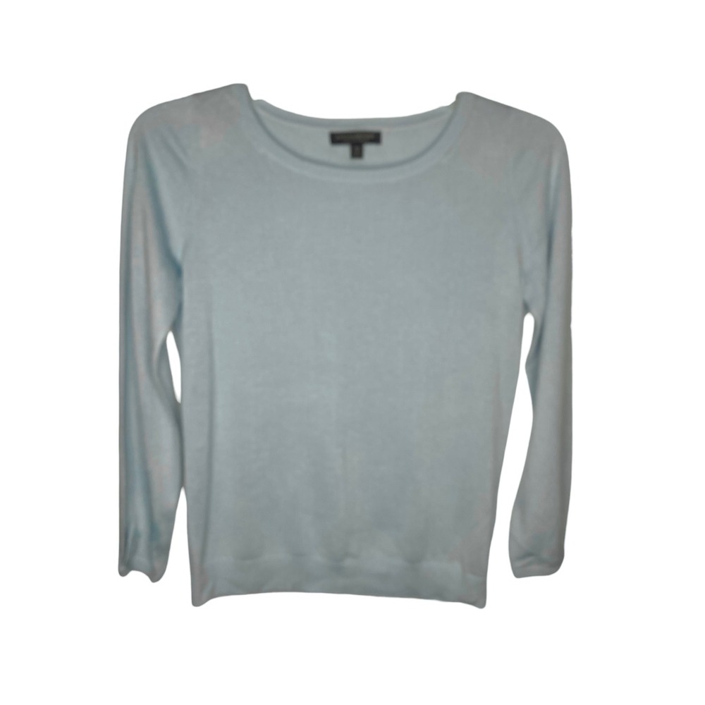Banana Republic Silk Cashmere Sweater Aqua Blue Crew Neck Peasant Sleeve XS